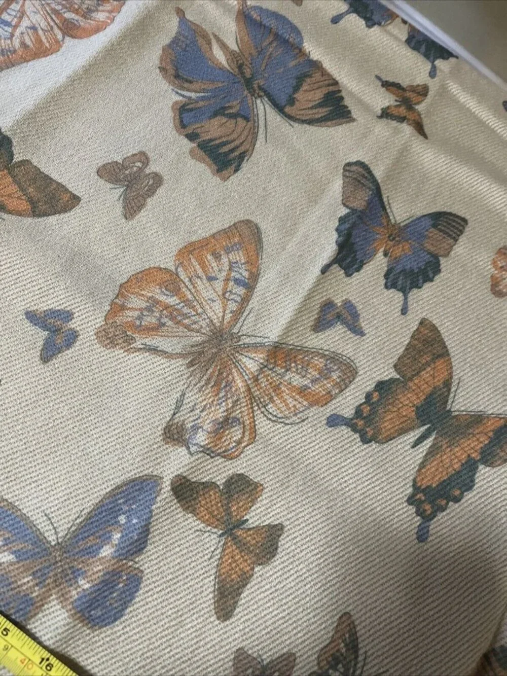 Buttery Fly Scarf 28x36in Tan With Multi Colored Butterflies